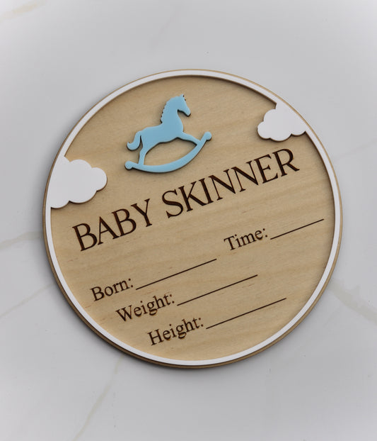 Rocking Horse Birth Details Plaque