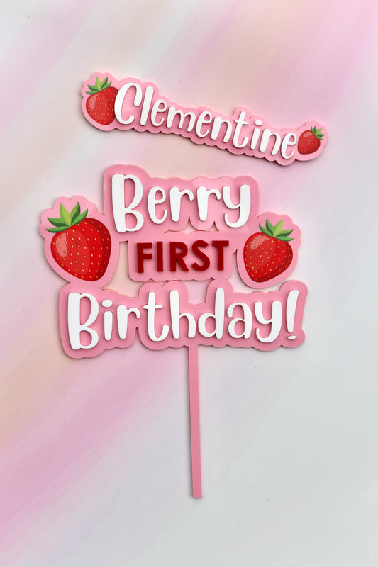 Berry First Birthday Cake Topper & Fropper