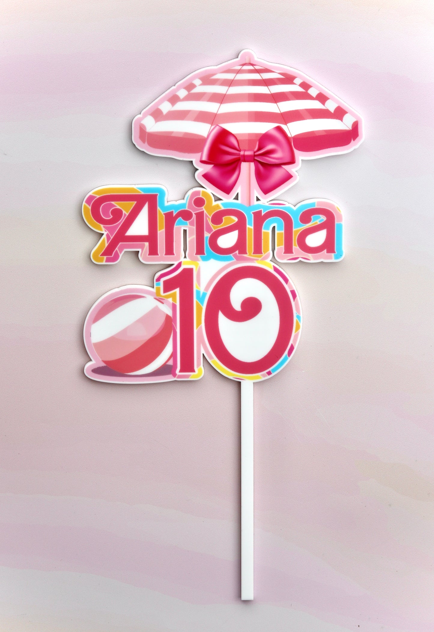 Retro Beach Barbie Acrylic Cake Topper