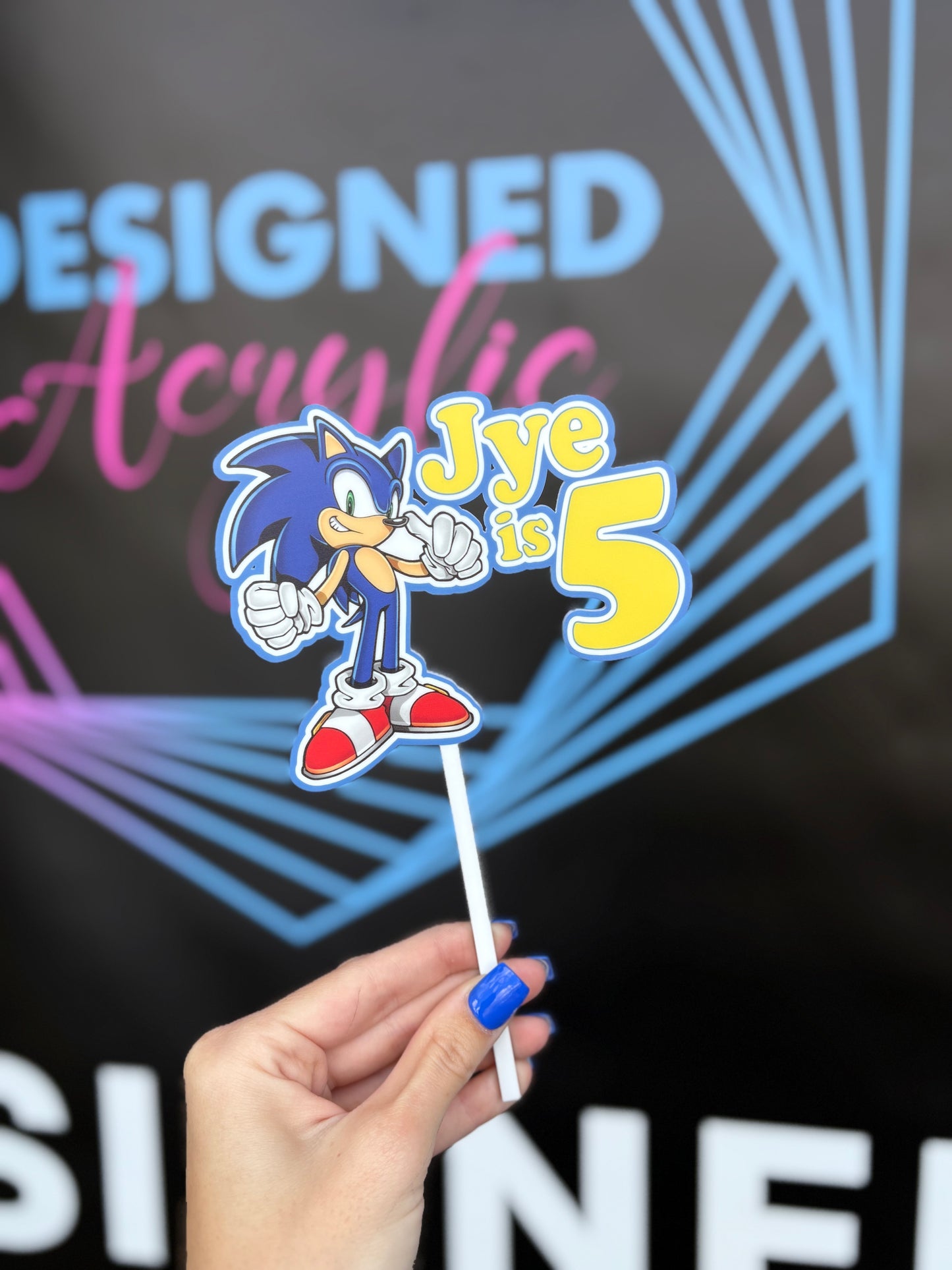 Sonic the Hedgehog Acrylic Cake Topper