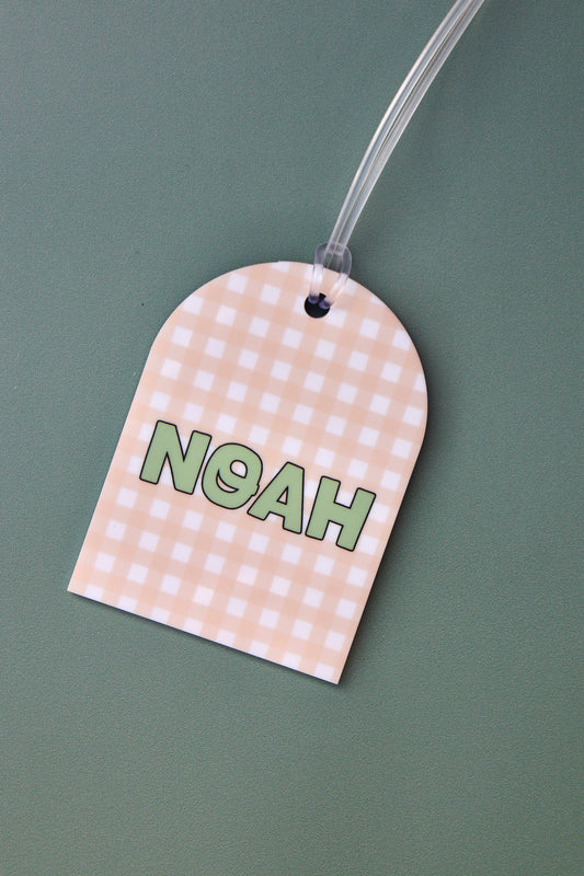 Gingham Printed Acrylic Bag Tag
