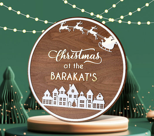 Christmas Scene Family Name Plaque