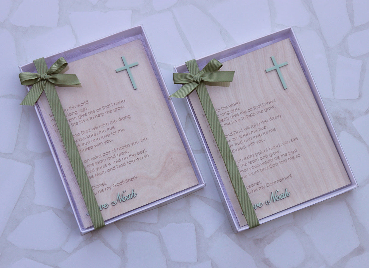 Wooden Rectangle Godparent Plaque
