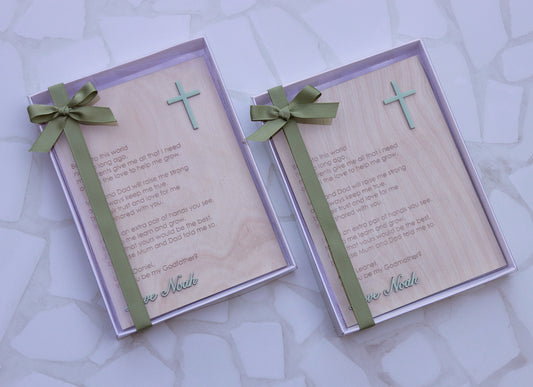 Wooden Rectangle Godparent Plaque