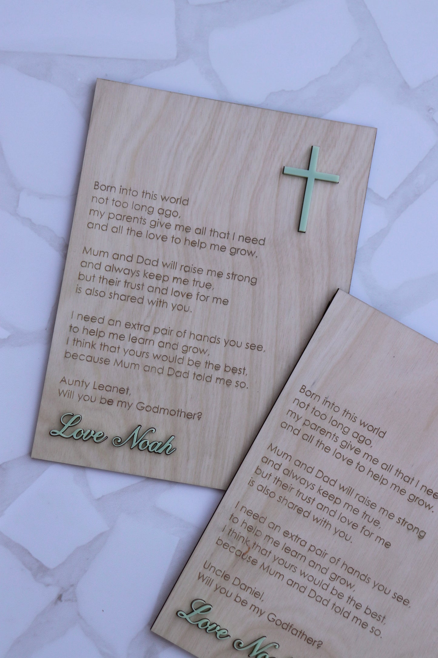 Wooden Rectangle Godparent Plaque