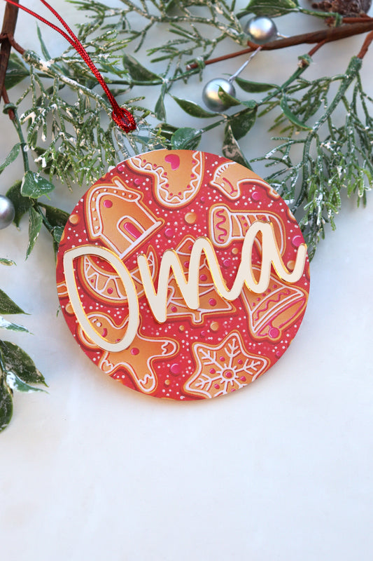 Red Gingerbread Print Bauble
