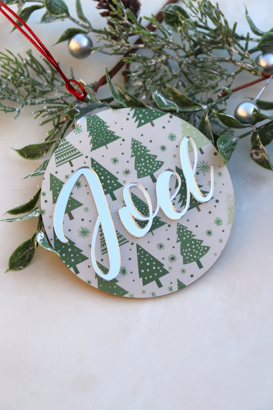 Green Trees Print Bauble