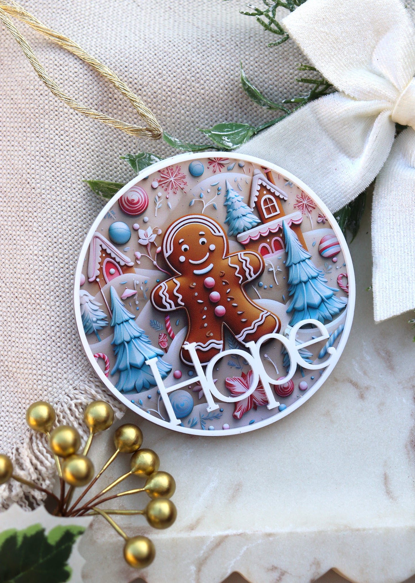 3D Pastel Gingerbread Bauble