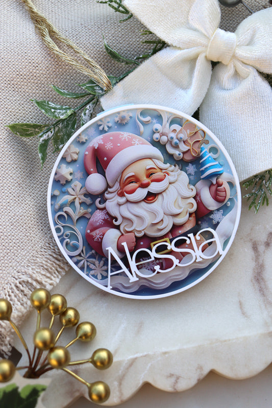 3D Pastel Santa Claus Bauble