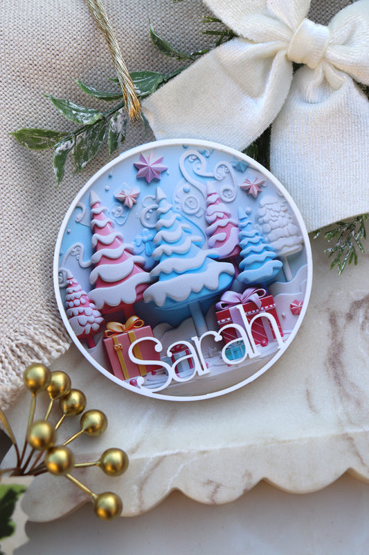 3D Pastel Christmas Trees Bauble