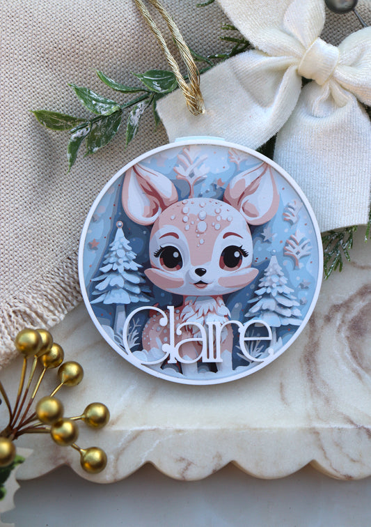 3D Pastel Reindeer Bauble
