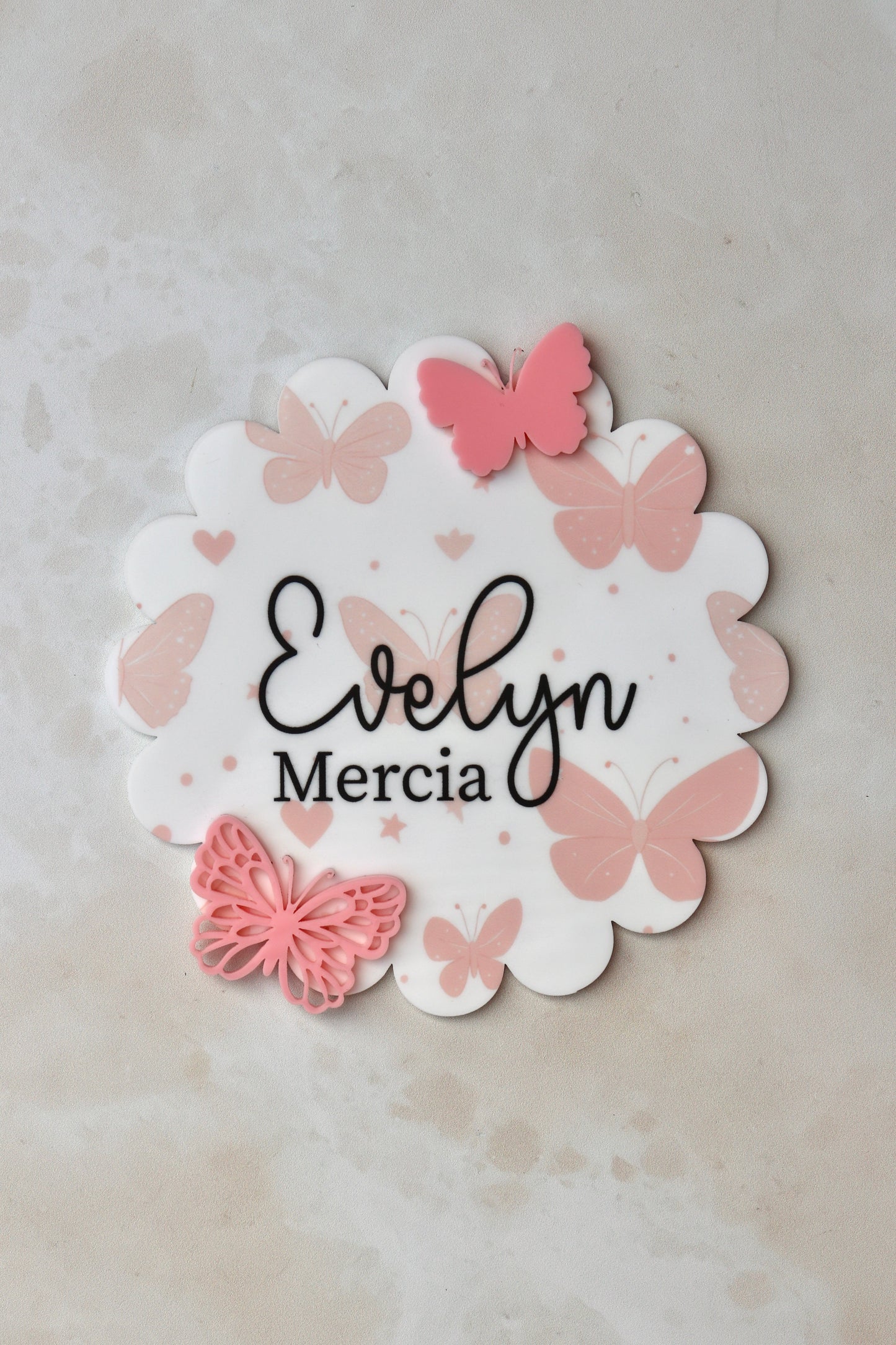 Pink Butterflies Name Plaque