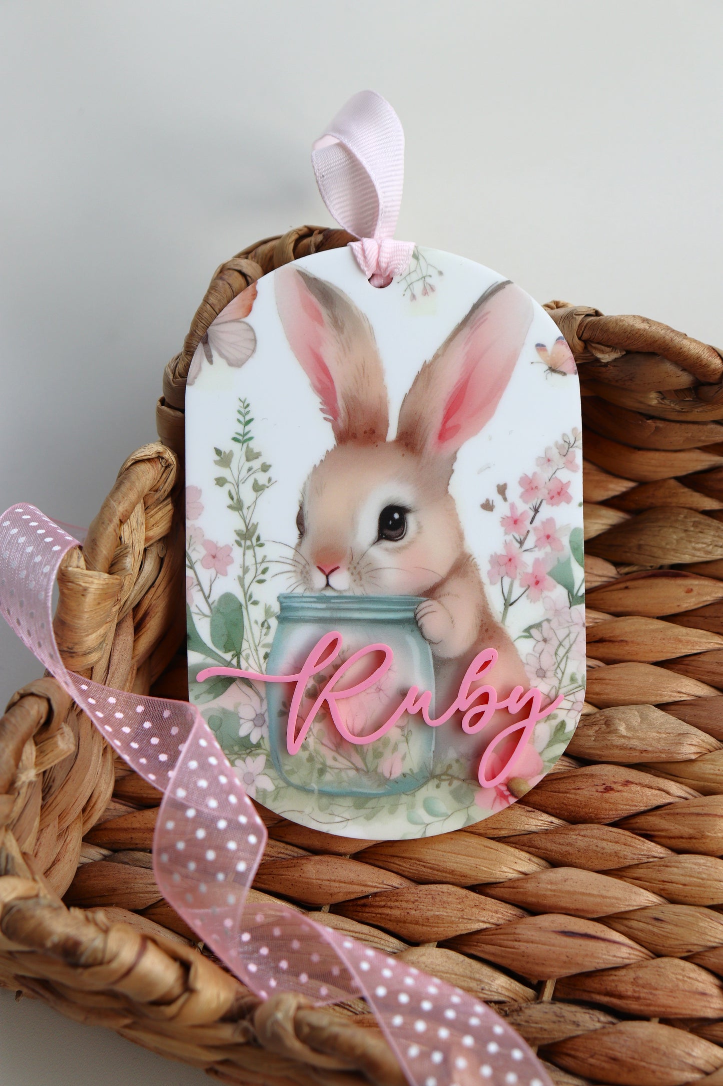 Oval Sweet Bunny Name Tag