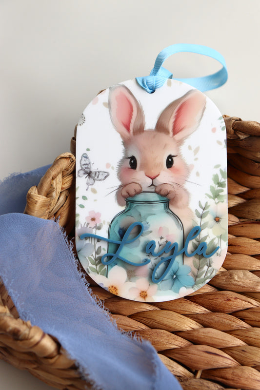 Oval Sweet Bunny Name Tag