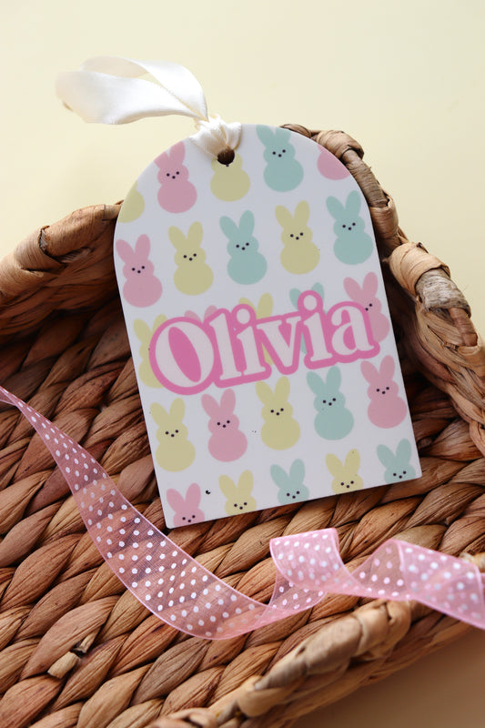 Pastel Bunnies Arch Name Tag