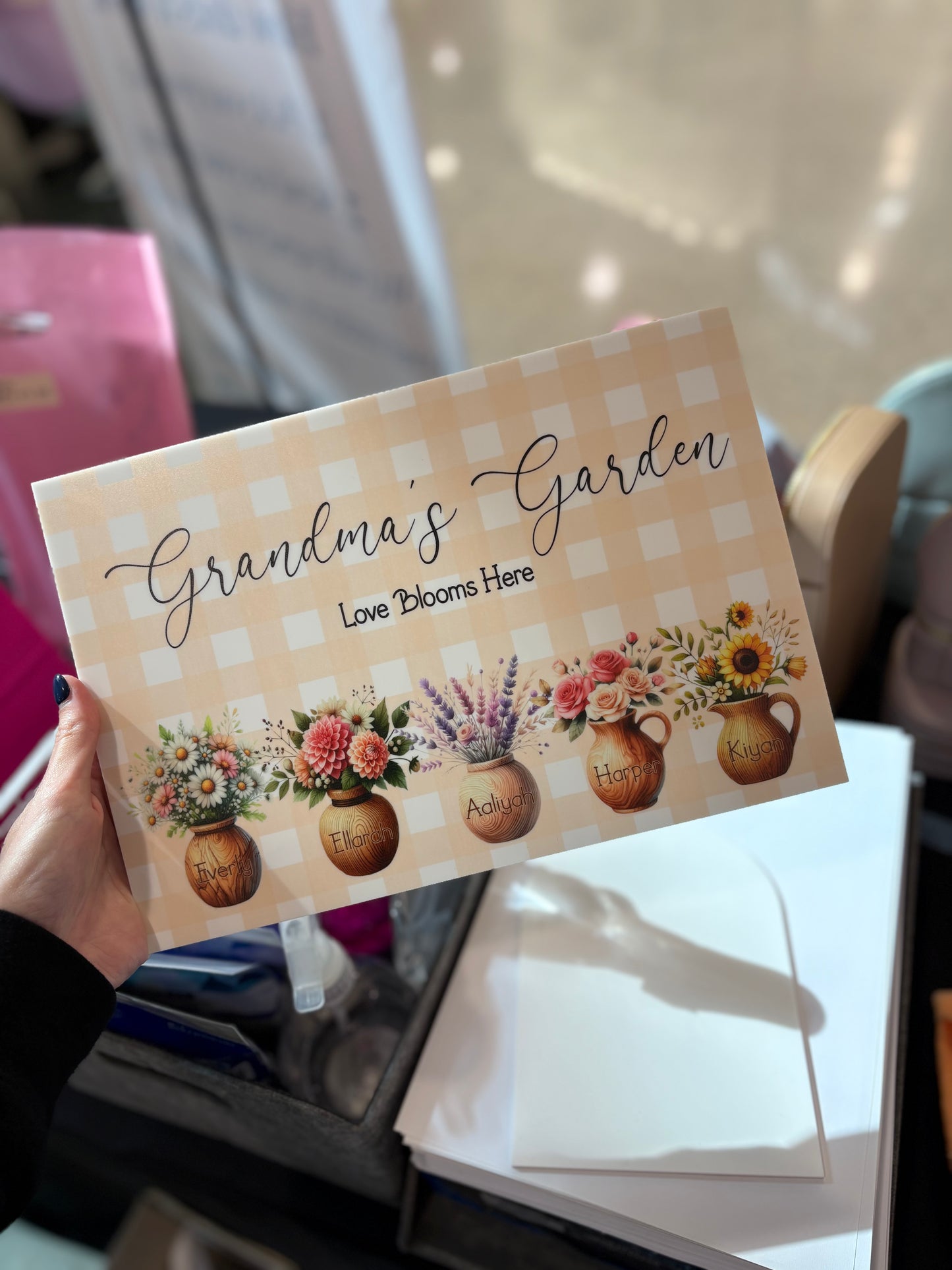 Grandchildren Garden Plaque with Flower Pots