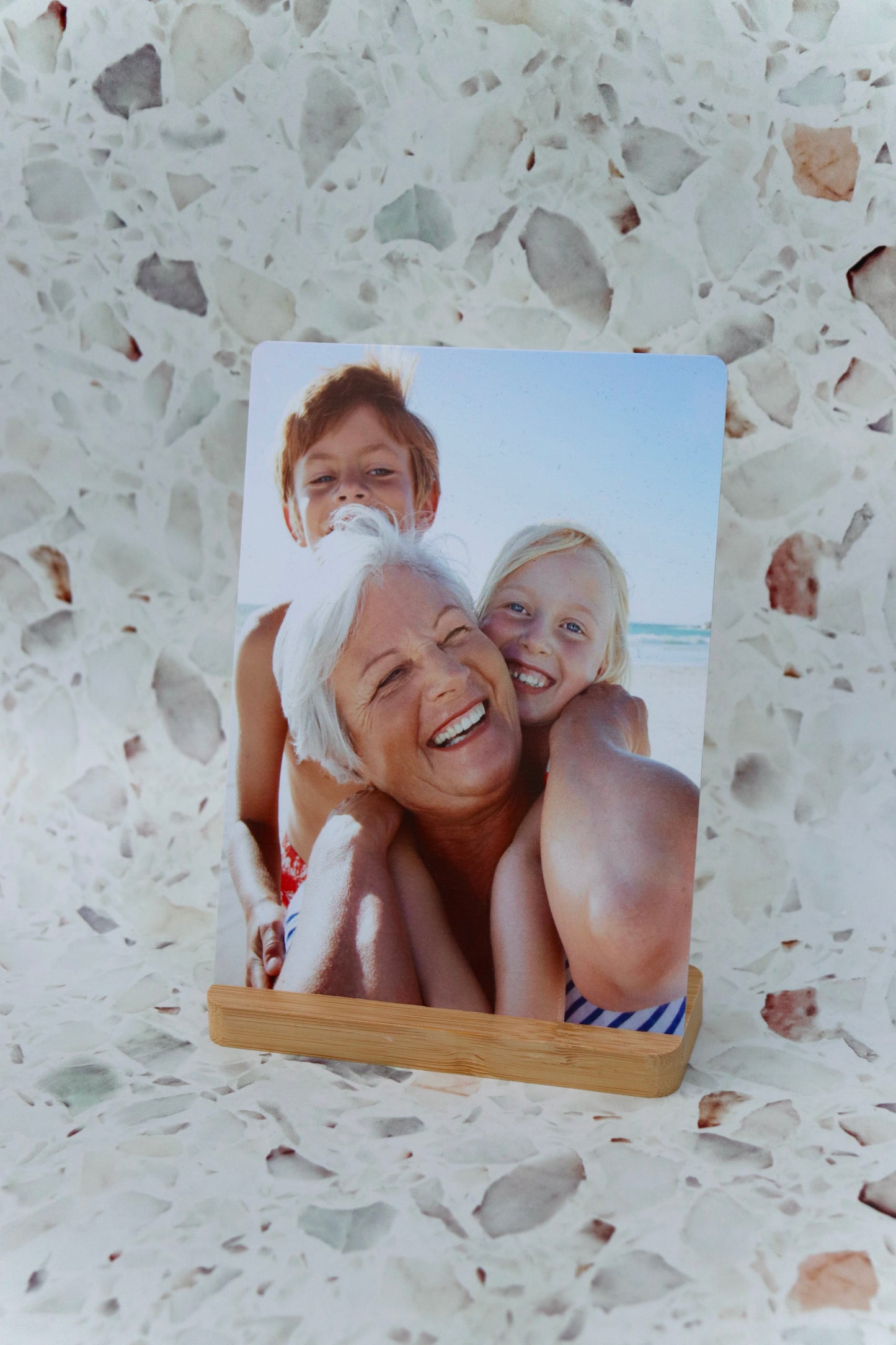 Metal Photo Plaque with Bamboo Stand