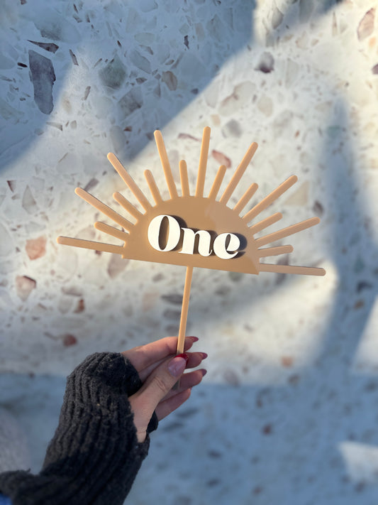Double Layered Sun Cake Topper with Age