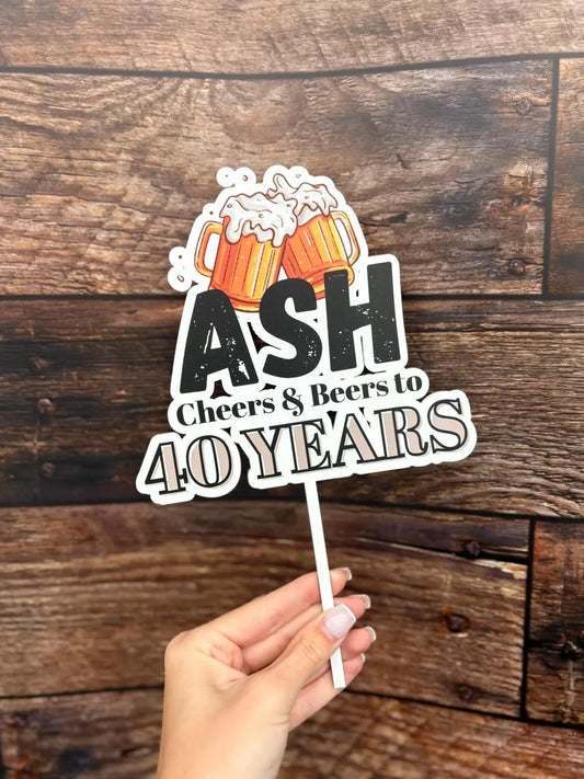 Cheers & Beers Acrylic Cake Topper