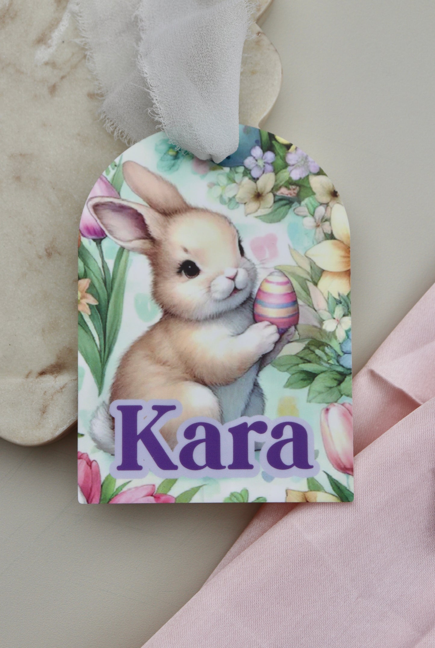 Purple Bunny - Arched Easter Name Tag