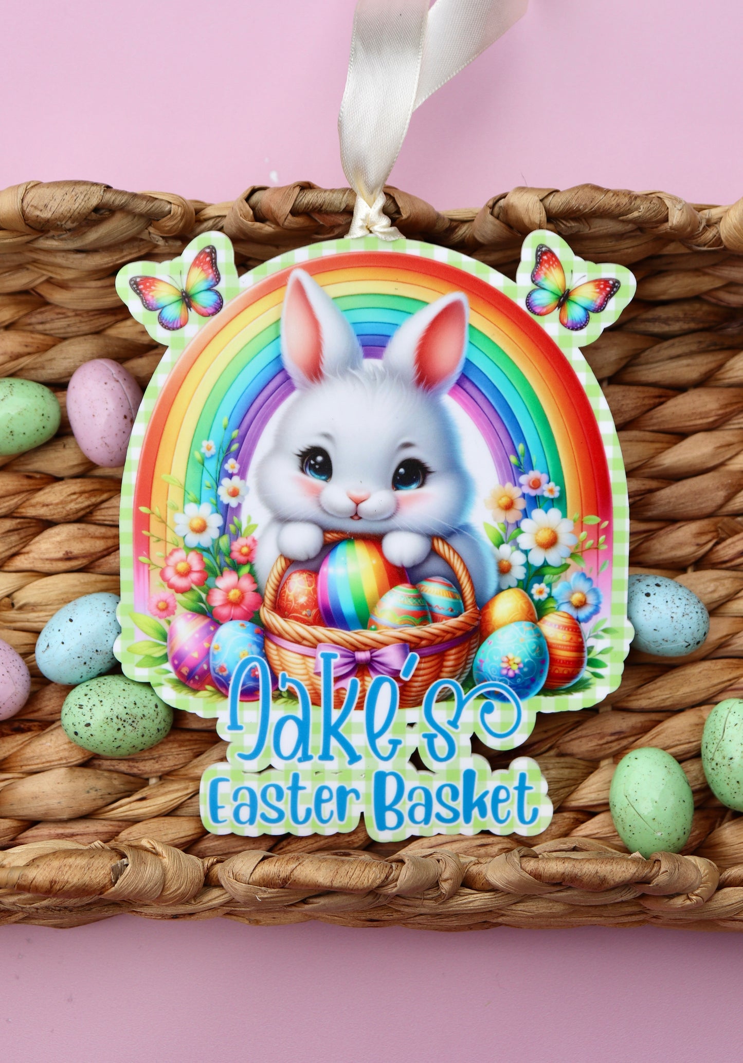 Rainbow Bunny Name Tag