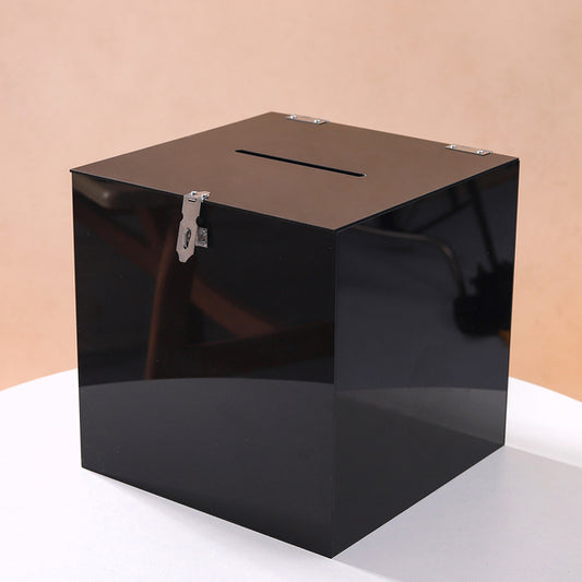 Personalised Black Acrylic Wishing Well with Silver Lock
