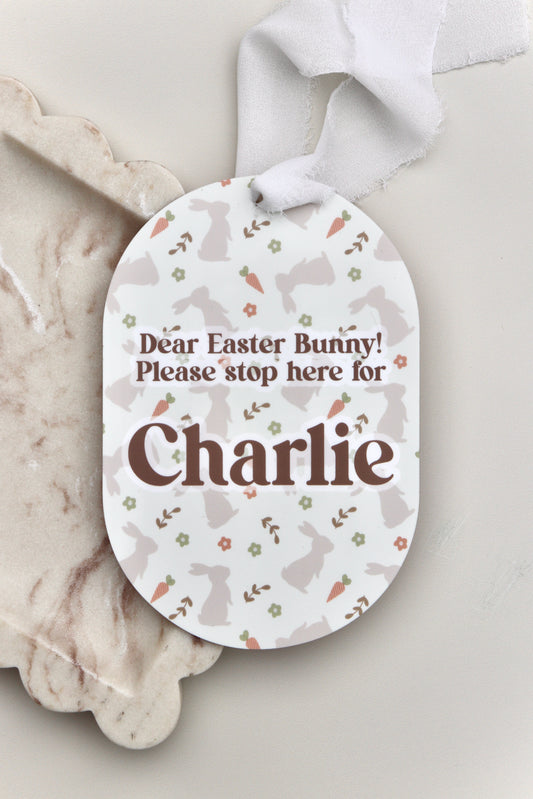 Easter Bunny, Please Stop Here Sign - Neutral