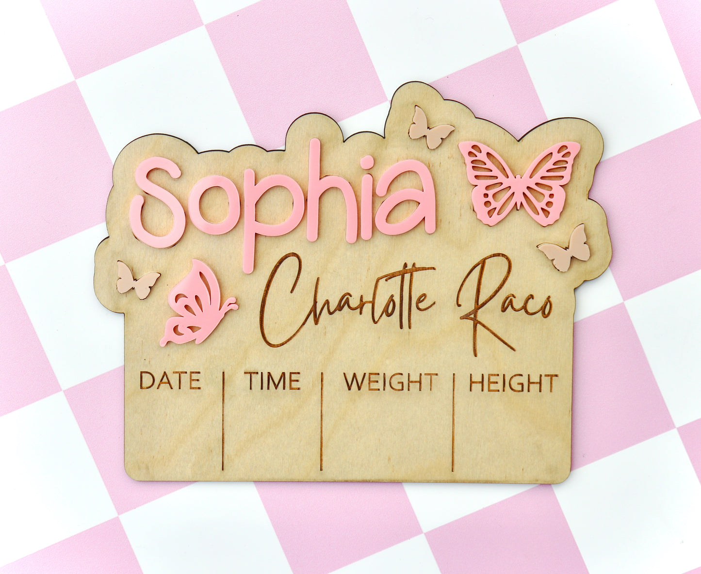 Butterfly Announcement Baby Plaque