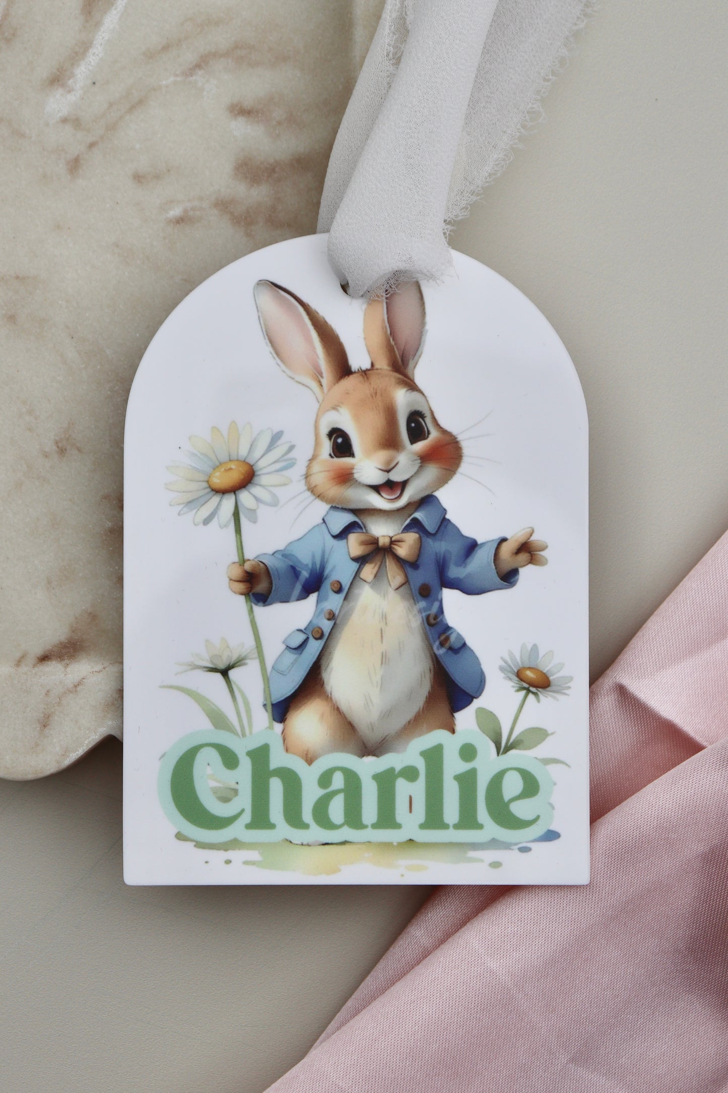 Peter Rabbit - Arched Easter Name Tag