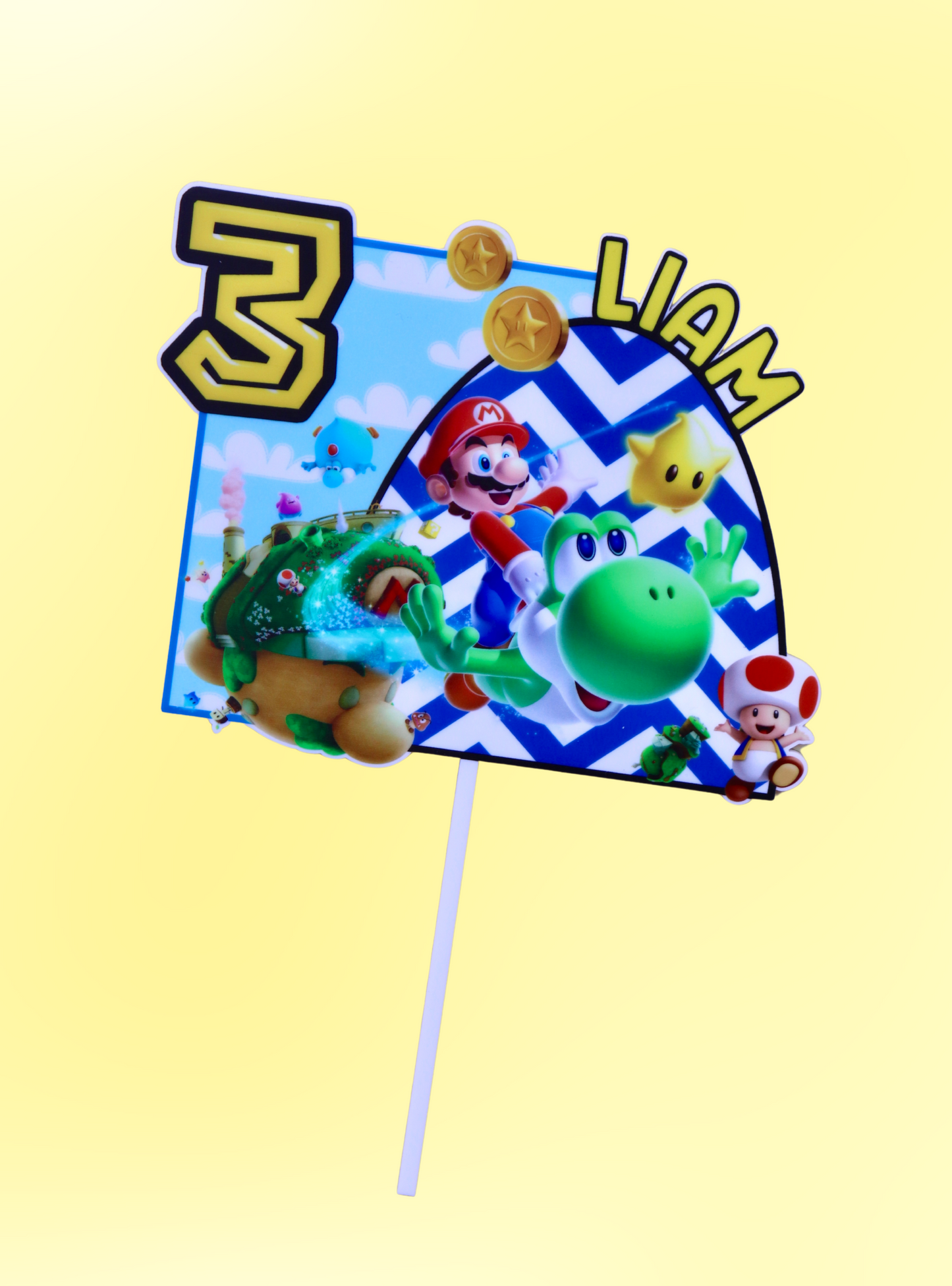 Mario Kart Name & Age Acrylic Printed Topper
