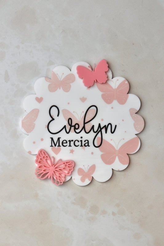 Pink Butterflies Name Plaque