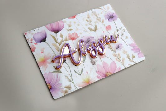 Floral Name Plaque with Layered Acrylic Name