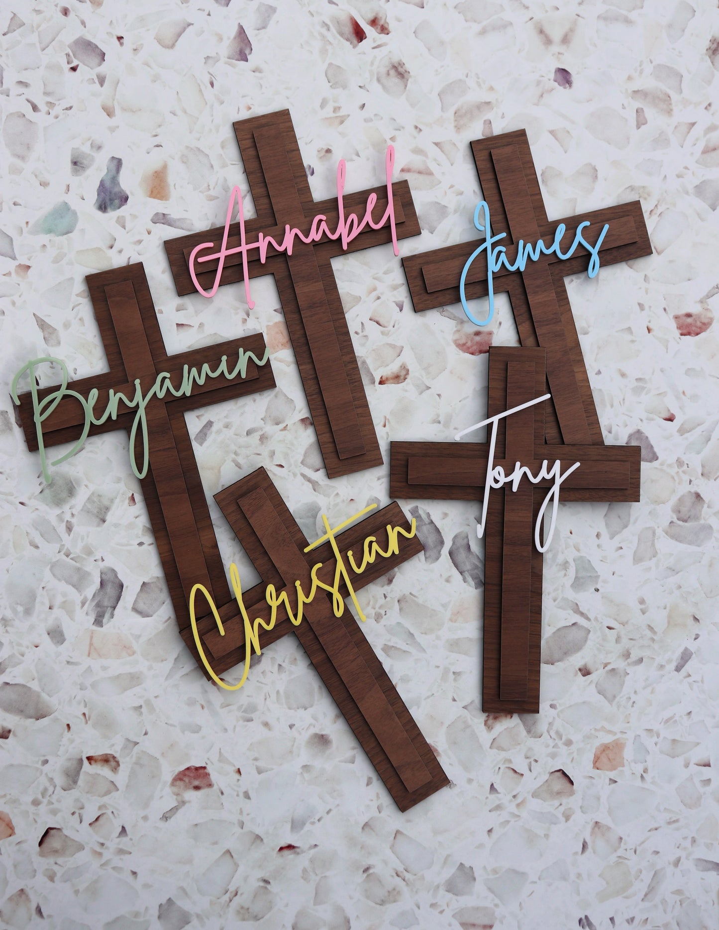 Triple Layered Cross with Name