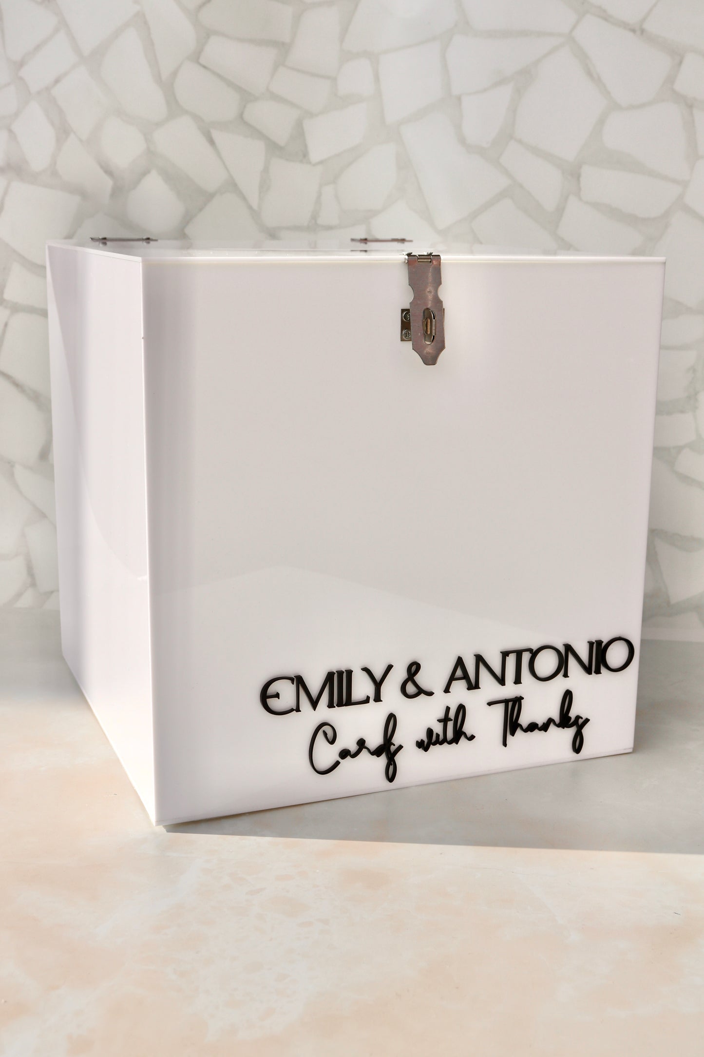 Personalised White Acrylic Wishing Well with Silver Lock