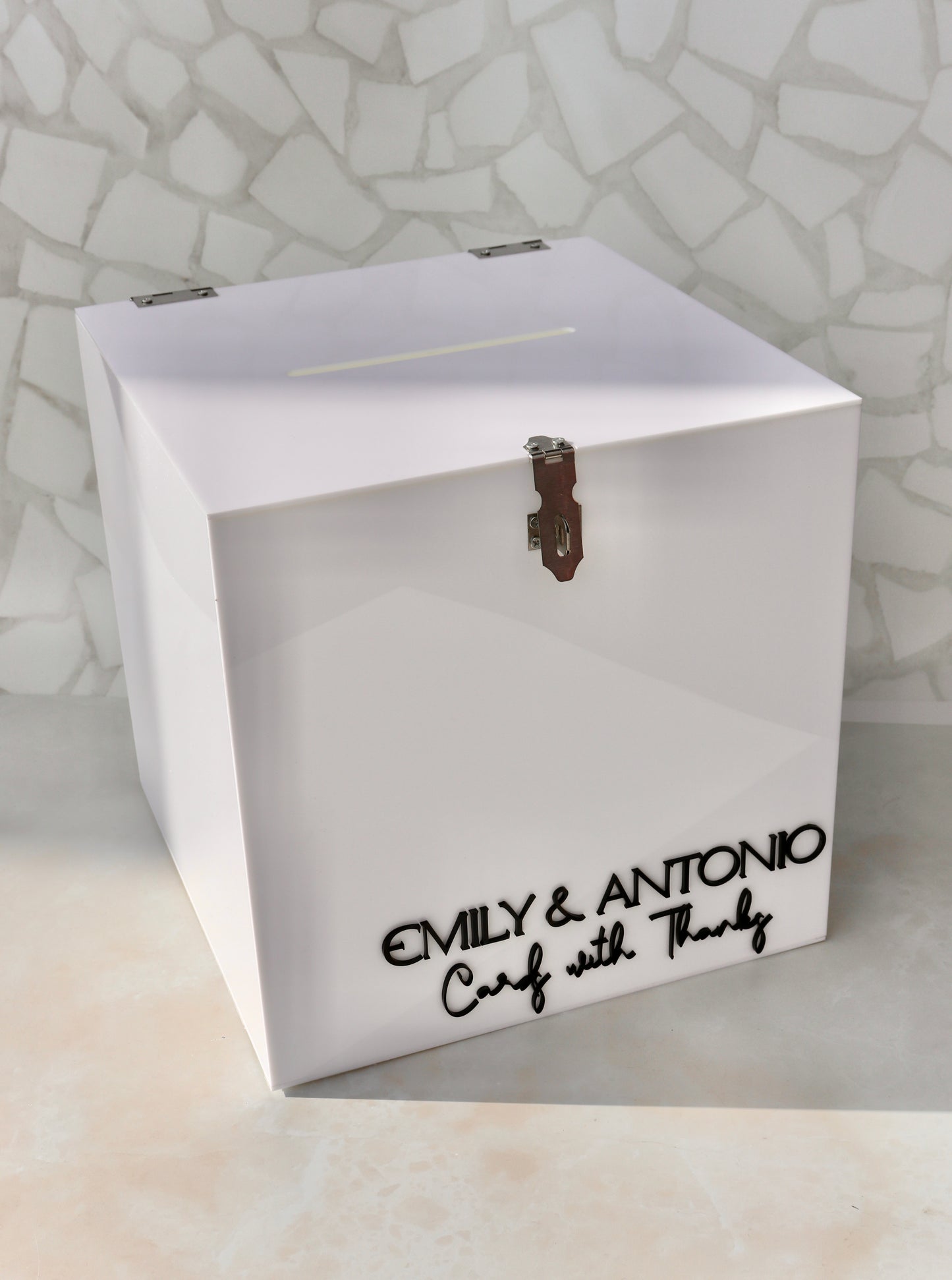 Personalised White Acrylic Wishing Well with Silver Lock
